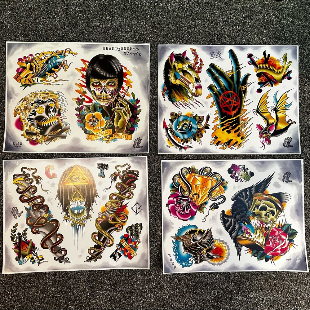 Curt Baer of Championship Tattoo 2012 Flash Art set